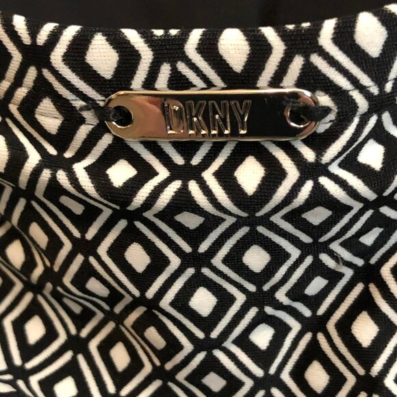 DKNY Diamonds Bandeau Maillot One Piece Swimsuit Blk\Wht S NWT - Picture 6 of 8